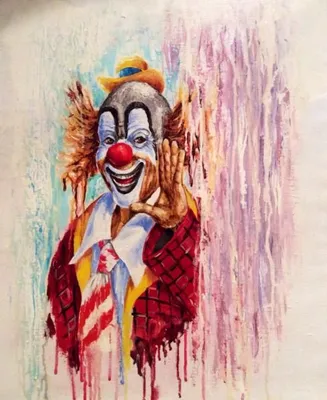 Весёлый клоун с дудкой на голове» — создано в Шедевруме