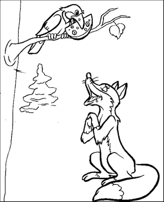 Иллюстрация Лисица и ворона в стиле 2d, детский, книжная графика |