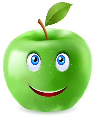 Яблоко с улыбкой — картинка для детей. Скачать бесплатно.