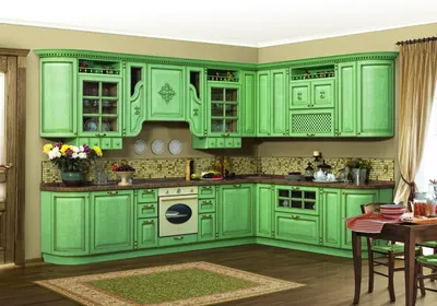 Малогабаритная угловая кухня \"Выгода арт.07\" из суперматового МДФ зеленого  оттенка