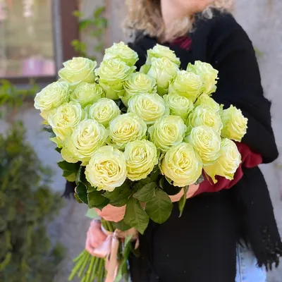 Букет бело-зеленых роз – купить с доставкой в Москве. Цена ниже!