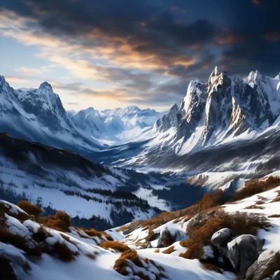 Зима природа снег горы» — создано в Шедевруме