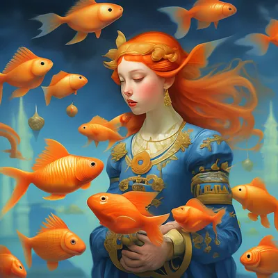 Рисунок золотая рыбка пушкин - 75 фото