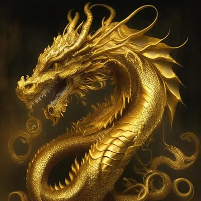 Золотой дракон | Иллюстрация дракона, Волшебные создания, Идеи картины