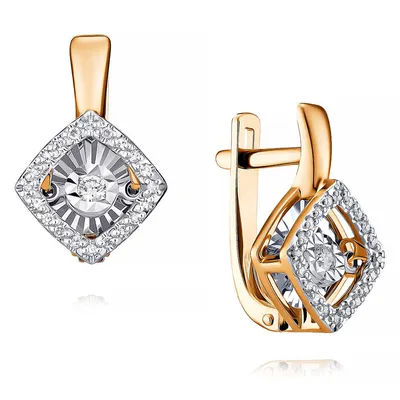 Золотые серьги с бриллиантами — Покровский ювелирный завод
