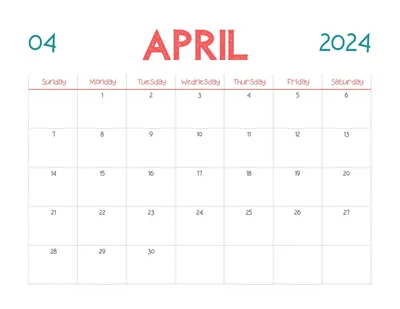 April 2024 Calendar | Templates for Word, Excel and PDF