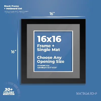 Amazon.com - upsimples 16x16 Picture Frame Set of 3, Made of High  Definition Glass for 12x12 with Mat or 16x16 Without Mat, Wall and Tabletop  Display Photo Frames, Black