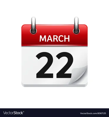 March 22 flat daily calendar icon date Royalty Free Vector