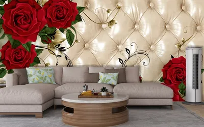 3D Beautiful Wallpaper Of Red Rose On A Cushion Background for Living Room  - Magic Decor ®