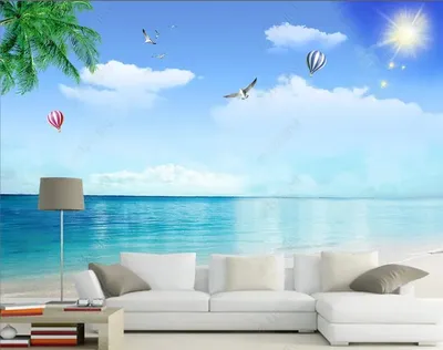 Красивое Окно Фреска Обои 3D Морской Пейзаж Океан Волны Пляж Обои Стерео  Настенная Фон Стена От 2 756 руб. | DHgate