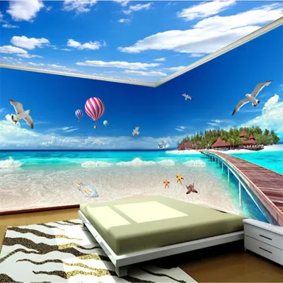 Флизелиновые 3D фотообои море пляж 3D 460 x 300 см камни и старинный маяк  (13052V12)+клей по цене 2800,00 грн