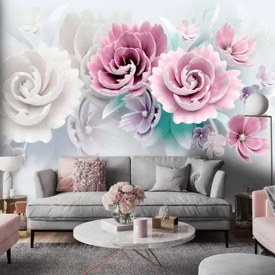 ᐉ Фотообои 3D на всю стену Consalnet Природа Цветы Пастель Керамика с клеем  368х254 см (14149P8)