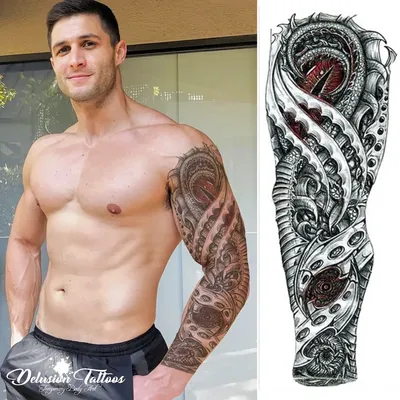 Временные 3D татуировки для мужчин, черные технические глаза, искусственная  Татуировка волка, лес для взрослых, реалистичные боди-арт, тату-бумага |  AliExpress