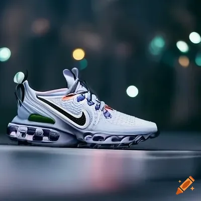 Mix the nike react 'vision' upper with the nike air max 98 sole to create a  new pair of sneakers. hyper-realistic, grey, black, white on Craiyon