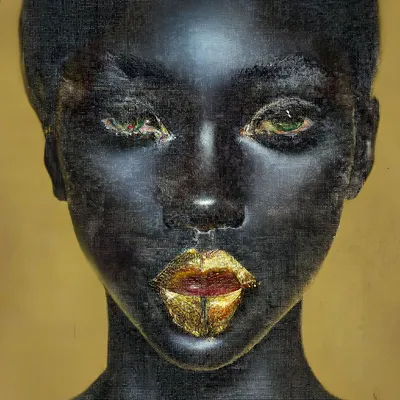 Абсолютно черная девушка с волосами …» — создано в Шедевруме