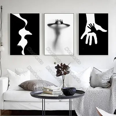Абстрактные черно-белые картины на холсте в современном стиле, поцелуй, две  руки, размытая женщина, украшение стены для дома и комнаты | AliExpress