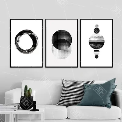 Купить Современные черно-белые абстрактные картины на холсте,  геометрические постеры, принты из рук в руки, рисунки для настенного  художественного декора комнаты | Joom