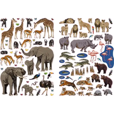 Иллюстрация Африканские животные в стиле 2d, компьютерная графика,