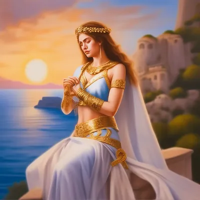 Афродита, богиня любви, на фоне …» — создано в Шедевруме