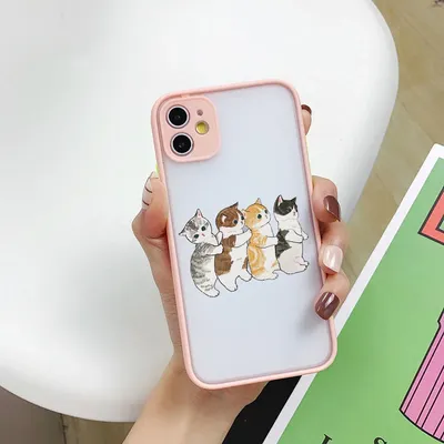 Funny Cartoon Cat Phone Case for IPhone 11 12 Pro Max XR XS X 8 7 SE 2020  6Plus Cute Animal Pattern Clear Matte Hard Cover Shell