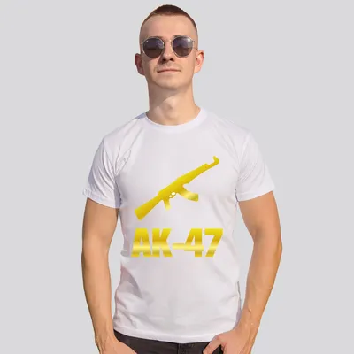 Футболка АК-47 (2) ( Мужская, Белая, XXL (54) ) на Твой Принт — футболки,  толстовки, кружки в Тольятти и Самаре на заказ