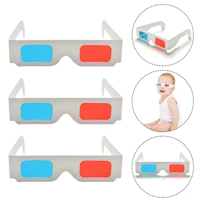 Купить 10 шт. голубые 3D-очки красные, синие картонные бумажные очки  портативные очки для игр в кино | Joom