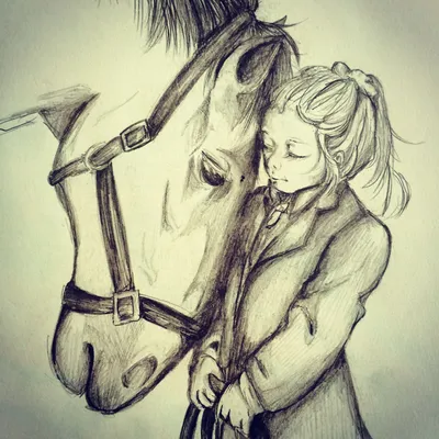 Рисунок лошади с человеком для срисовки - 56 фото