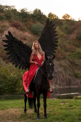 Девушка Ангел с черными крыльями,с…» — создано в Шедевруме