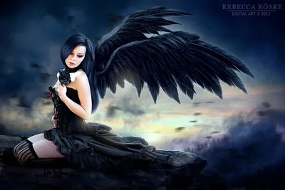 Вид на задние Angel с черными крыльями Стоковое Изображение - изображение  насчитывающей изолировано, фантазия: 174200631