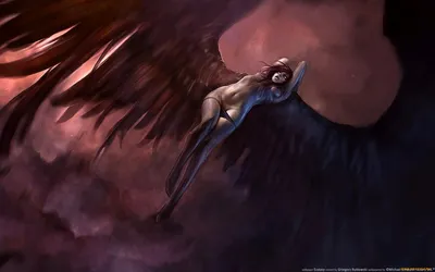 Ангел смерти с черными крыльями и демоническими огненными глазами стоит со  своим волшебным мечом. | Премиум Фото