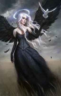 Ангел с черными крыльями | Премиум Фото