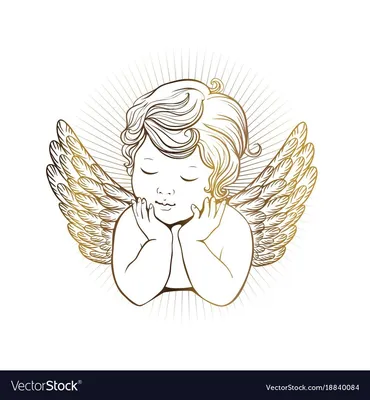 Симпатичный Ангелочек Векторная Иллюстрация Мультфильма Векторное  изображение ©Arina_Gladysheva 531923130