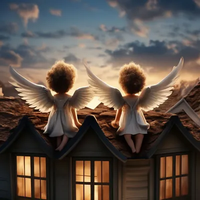 Детки-ангелочки летят над домами, …» — создано в Шедевруме