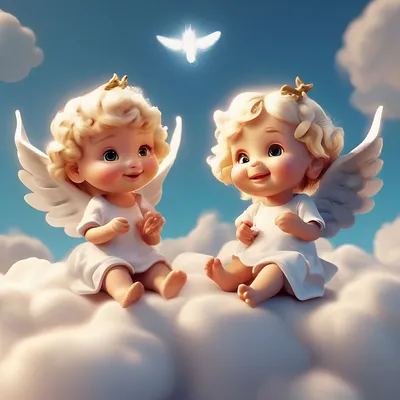 Милые ангелочки с крыльями на …» — создано в Шедевруме