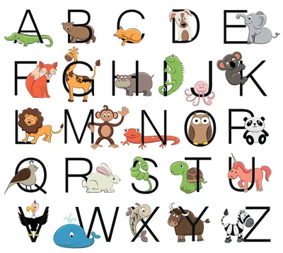 Английский алфавит для детей с животными для печати