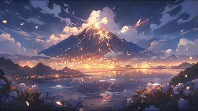 Anime Sunset Sky AI Generated [1920x1080] : r/wallpapers