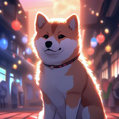 Собака сибу-ину , в стиле аниме, …» — создано в Шедевруме