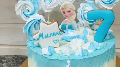 Торт в стиле Эльза холодное сердце на заказ без мастики, фото детских тортов  холодное сердце