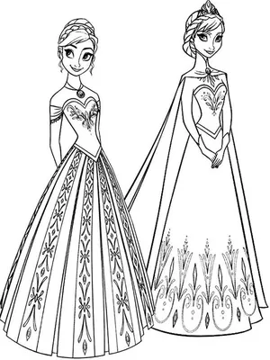 Раскраска Анна и Эльза | Раскраски Холодное сердце (Frozen coloring pages).  Раскраска Холодное сердце