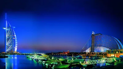 Обои на рабочий стол Ночной город Dubai, United Arab Emirates / Дубай,  Объединенные Арабские Эмираты, обои для рабочего стола, скачать обои, обои  бесплатно