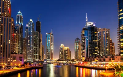 Обои Города Дубай (ОАЭ), обои для рабочего стола, фотографии города, дубай  , оаэ, лодки, набережная, река, небоскребы, dubai, объединённые, арабские,  эмираты, ночь, катера, огни Обои для рабочего стола, скачать обои картинки  заставки