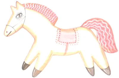 Конь с розовой гривой легкий рисунок - 63 фото