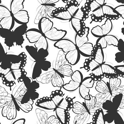 Бабочки для срисовки черно белые - 48 фото