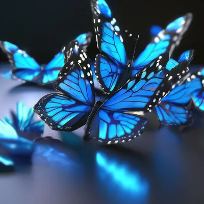Неоновые бабочки на черном сплошном …» — создано в Шедевруме