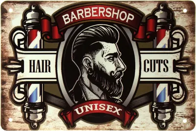 ᐉ Табличка металлическая Барбершоп Стрижка/Barber Shop Haircuts 20x30 см