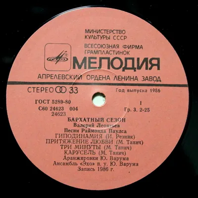 Купить виниловую пластинку Валерий Леонтьев - Бархатный Сезон LP Vinyl