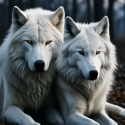 Белая волчица лежит рядом с белым …» — создано в Шедевруме