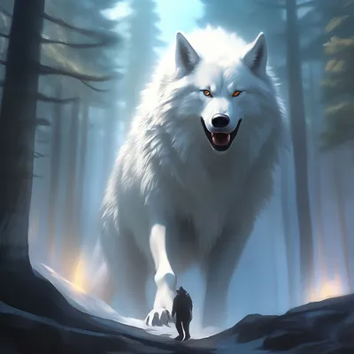 Гигантская белая волчица тремя …» — создано в Шедевруме
