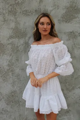 Нарядное белое платье Ninele 7329 со скидкой - Интернет магазин женской  одежды LaTaDa