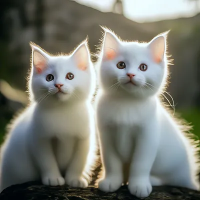 Милые белые котики» — создано в Шедевруме